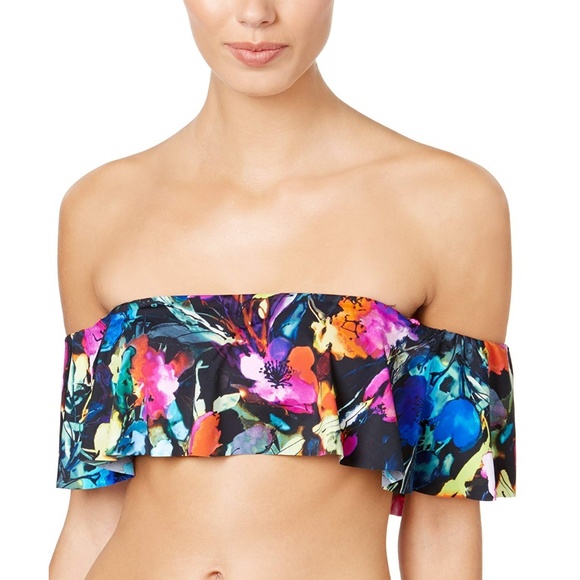Bar III Other - NWT Bar III Posies Off-The-Shoulder Bikini Top